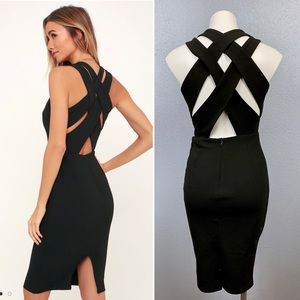 black strappy bodycon midi dress
